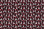 Vintage watercolor Christmas tree pattern with white and dark pine trees on a deep red background.