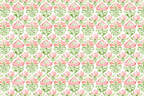 Elegant watercolor floral pattern with pink blossoms and green leaves in a vintage botanical design.
