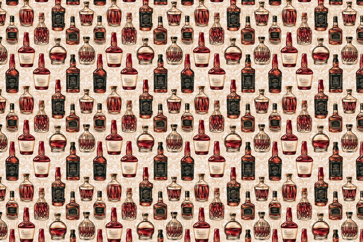 Top Shelf Sins: Whiskey Bottle Wrapping Paper