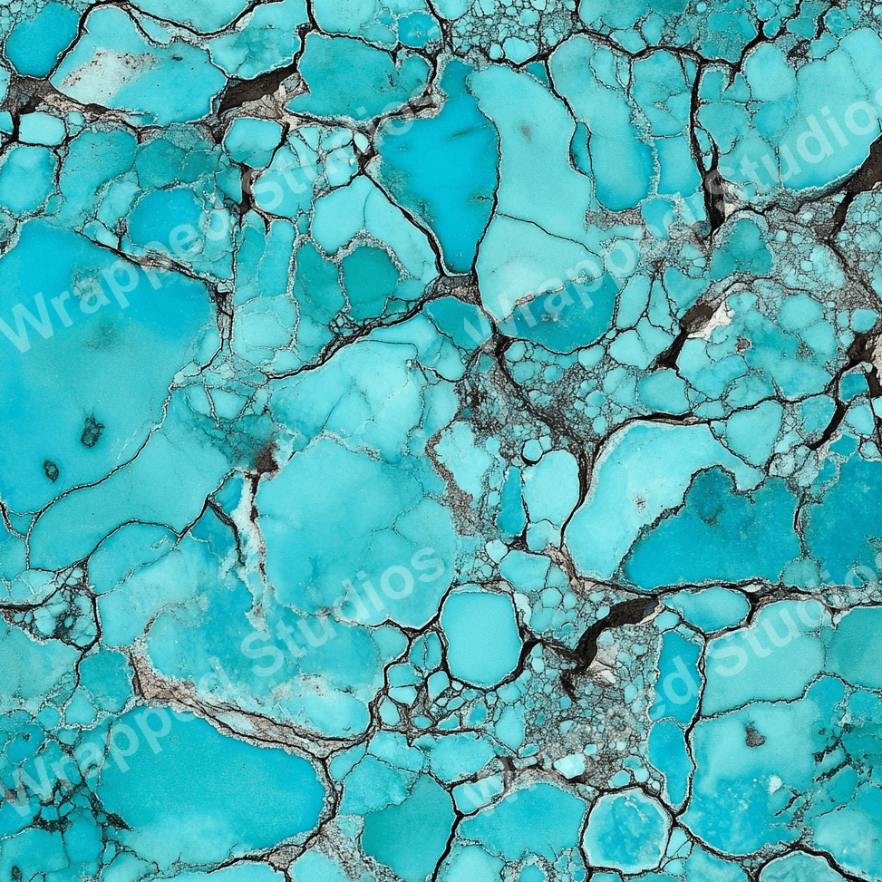 Seamless turquoise stone pattern with dark gray veining; a modern mineral print.