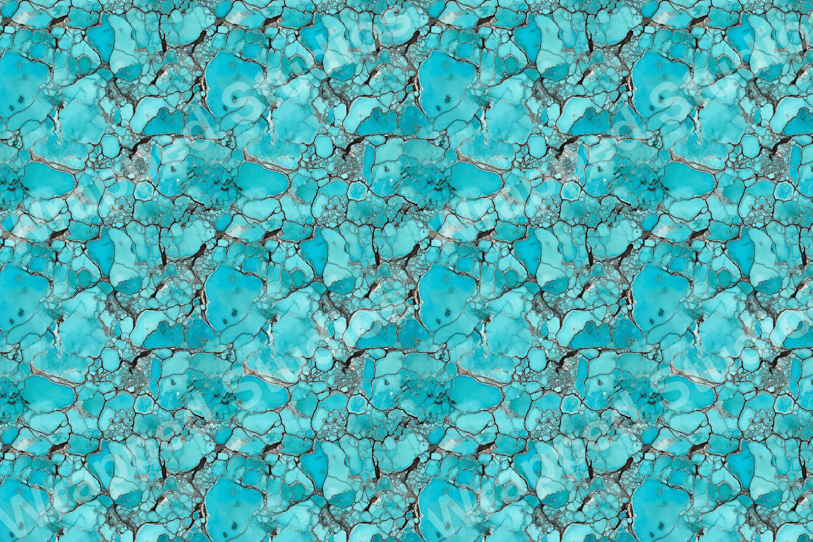 Seamless turquoise stone texture pattern with gray veining.