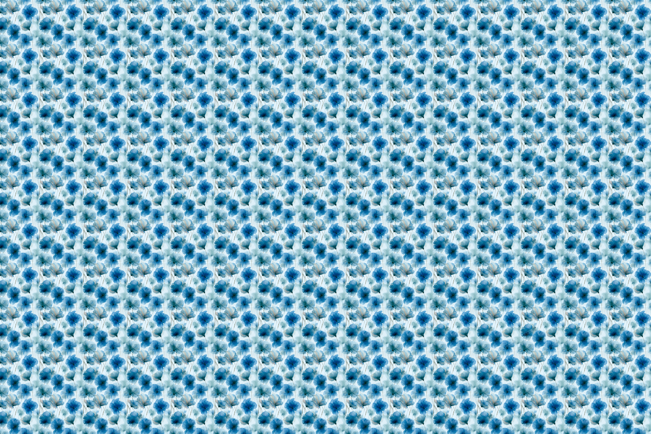 Seamless watercolor floral pattern with delicate blue blossoms in an elegant botanical design.