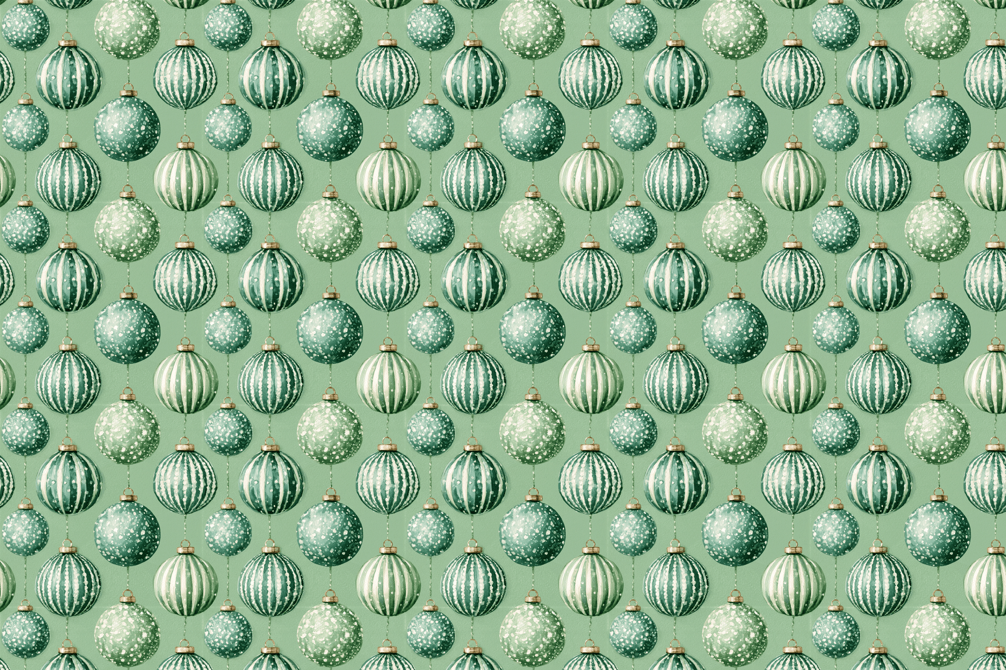 Whimsical Watercolor Ornaments: Teal Christmas Wrapping Paper