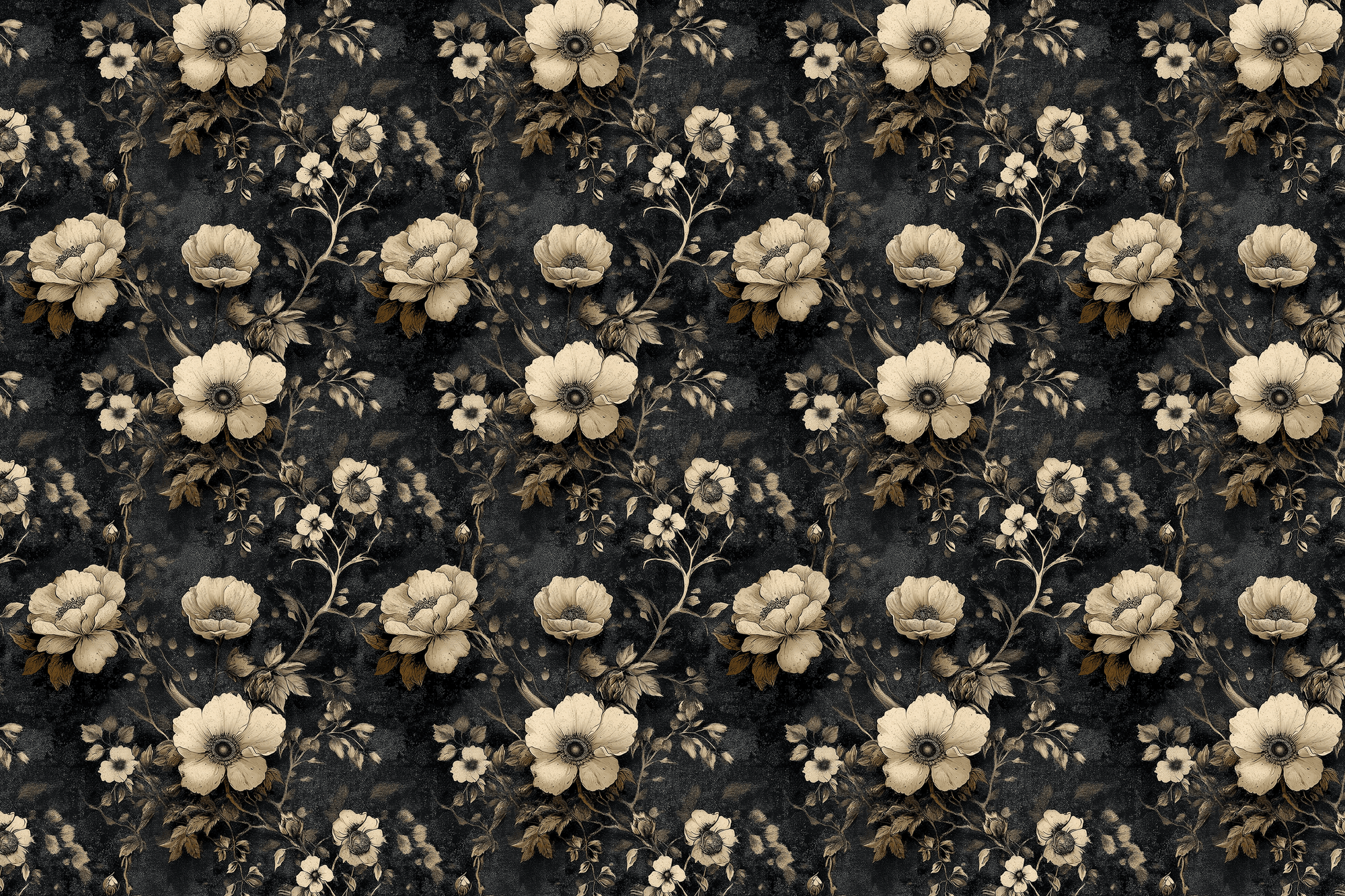 Dark Flora: Vintage Floral Wrapping Paper