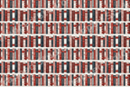 Vintage book pattern featuring rows of antique library book spines in classic red, cream, and navy blue.