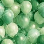 Seamless watercolor balloon pattern featuring hand-painted sage and emerald green party balloons.