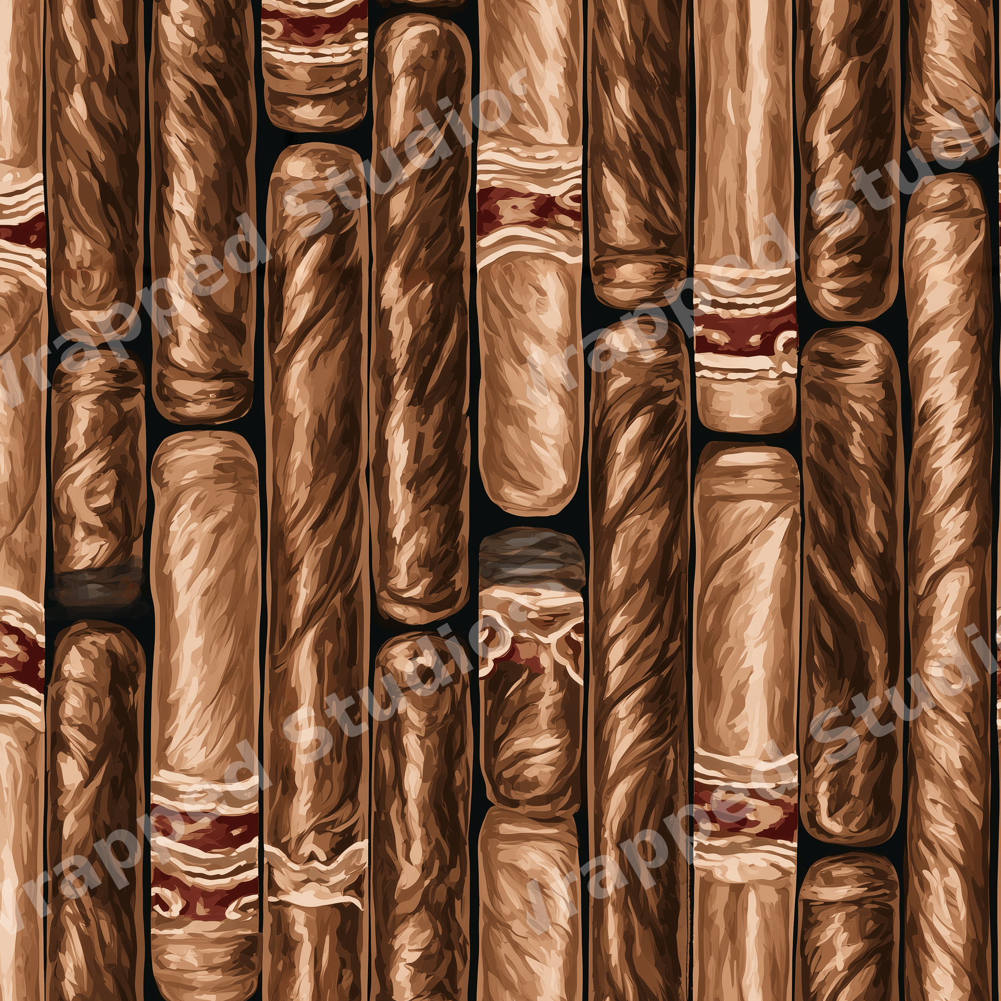Seamless vintage cigar pattern featuring hand-drawn brown tobacco cigars in a masculine print.