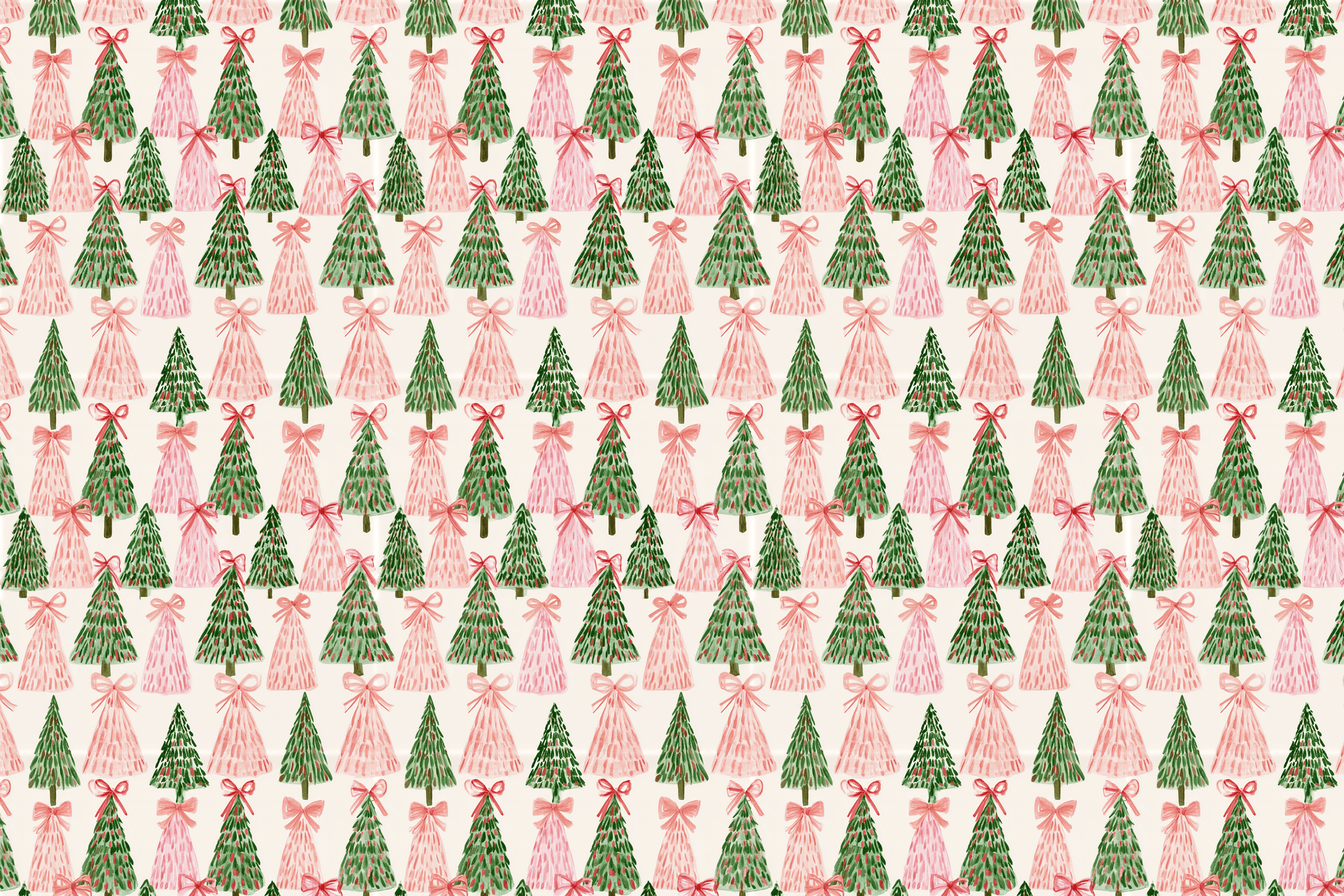 Pretty Pines: Pastel Christmas Trees Wrapping Paper