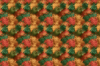 Rustic abstract geometric pattern in distressed earthy green, terracotta, and gold watercolor textures.