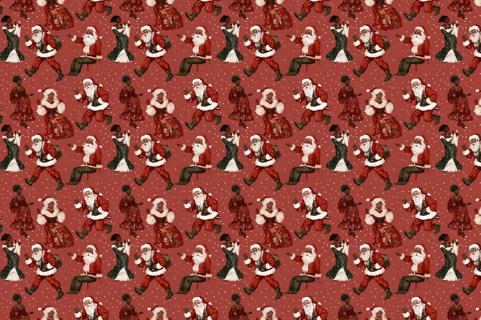 Boujee Blizzard: Black Santa Wrapping Paper