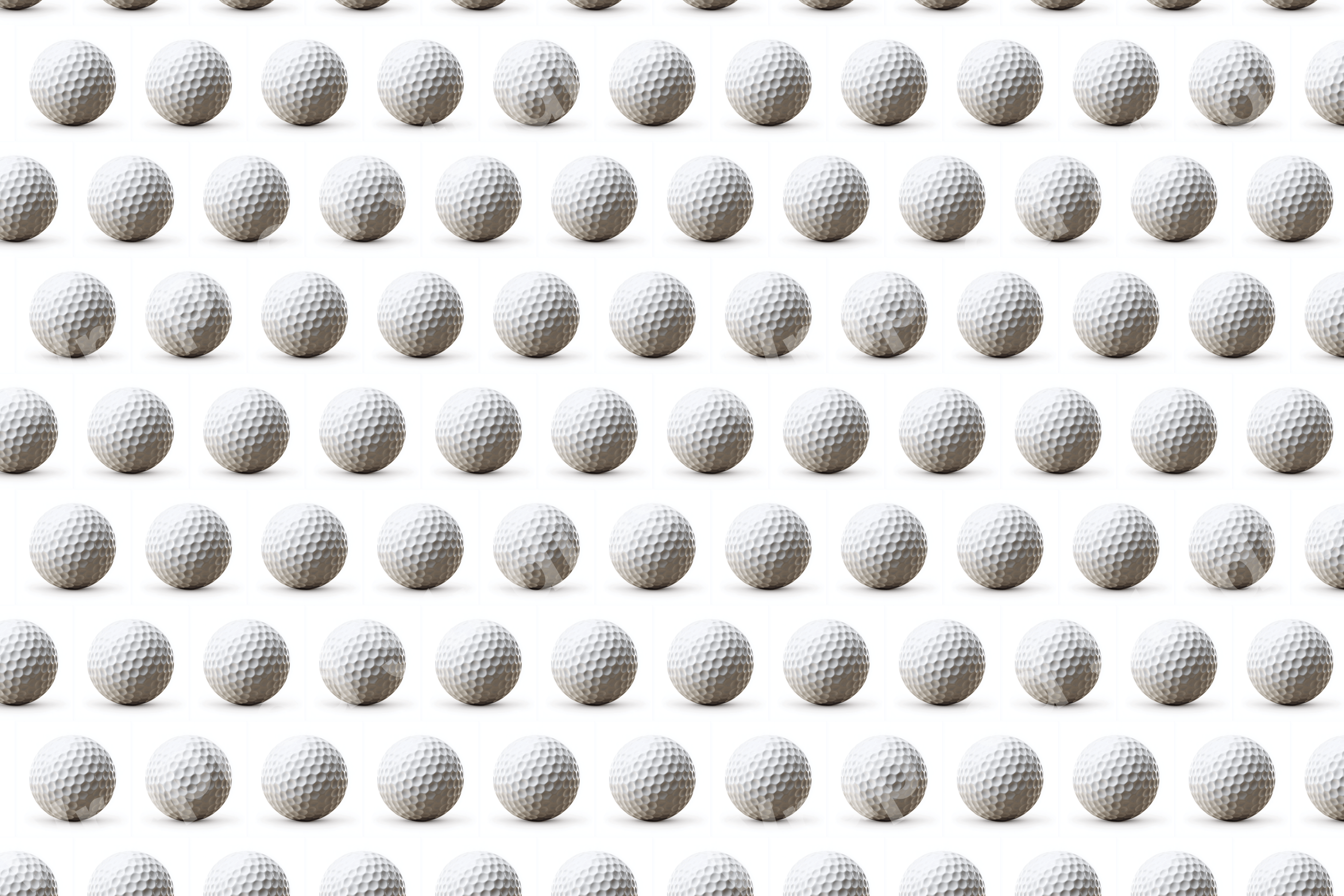 Seamless pattern with rows of textured white golf balls on white.