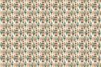 Southwestern cactus pattern with watercolor sage green saguaros and rustic terracotta geometric stripes.