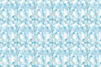 Elegant floral pattern of blue marbleized blooms with gold outlines on a white background.