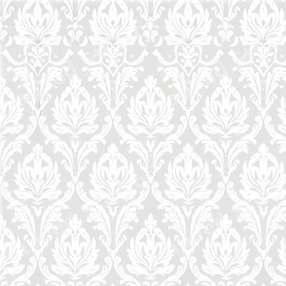 Elegant light grey and white damask pattern with vintage floral baroque motifs.