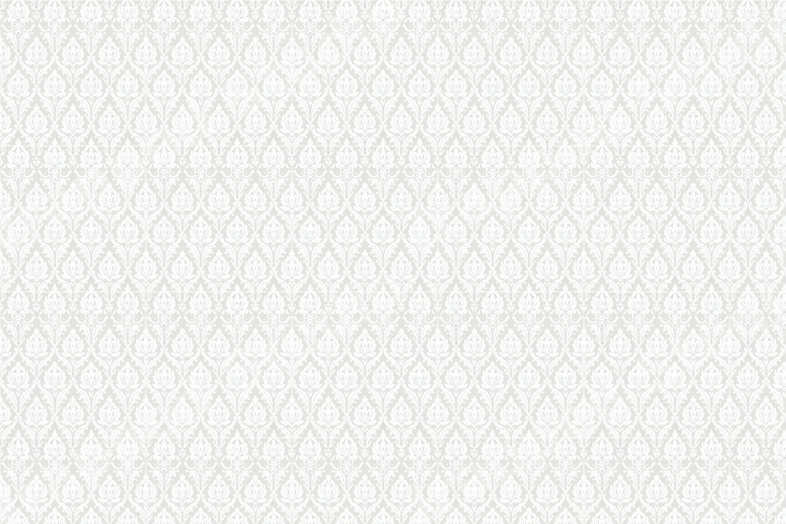 Elegant white and light gray vintage damask pattern with classic Victorian floral motifs.