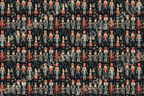 Vintage nutcracker pattern featuring festive toy soldiers and gold botanicals on a dark navy blue background.