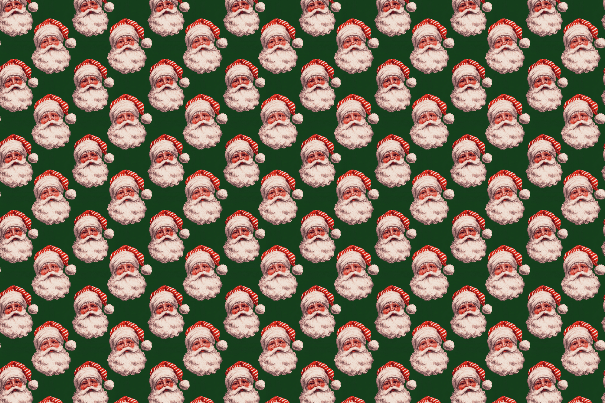 Retro Kringle: Vintage Santa Wrapping Paper (Green)