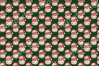 Vintage Santa Claus pattern with classic retro Christmas faces on a dark green background.