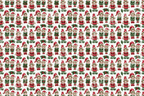Seamless vintage Christmas elf pattern with retro holiday pixies and holly leaves in classic red and green.