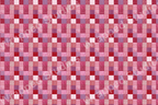A patchwork geometric pattern with textured squares in shades of pink, red, and purple for a cozy, rustic aesthetic.