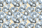 Modern abstract print with blue, grey, and gold alcohol ink swirls in a seamless marble geode pattern.