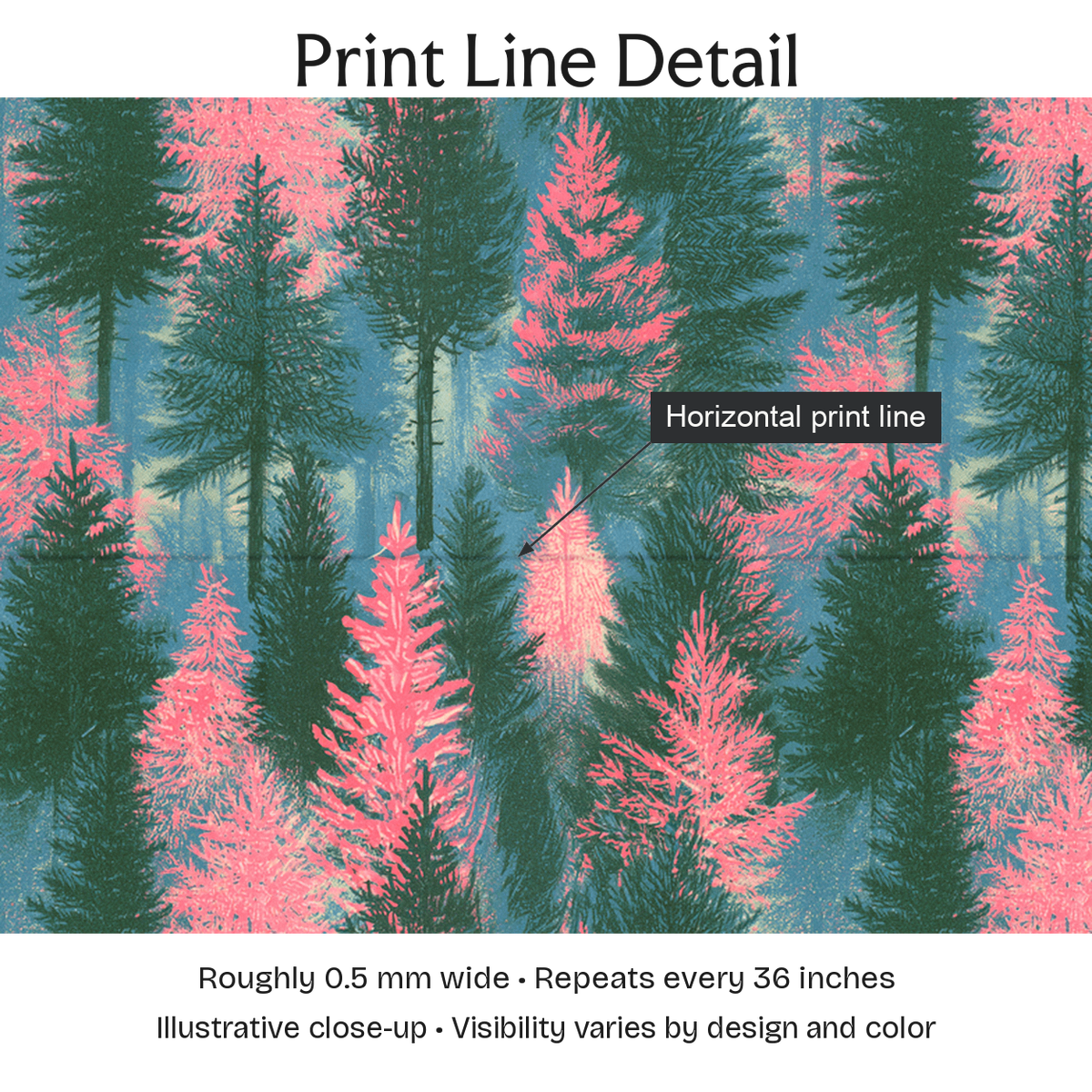 583626 — Print Line Detail. Illustrative close-up; visibility varies by design and color.
