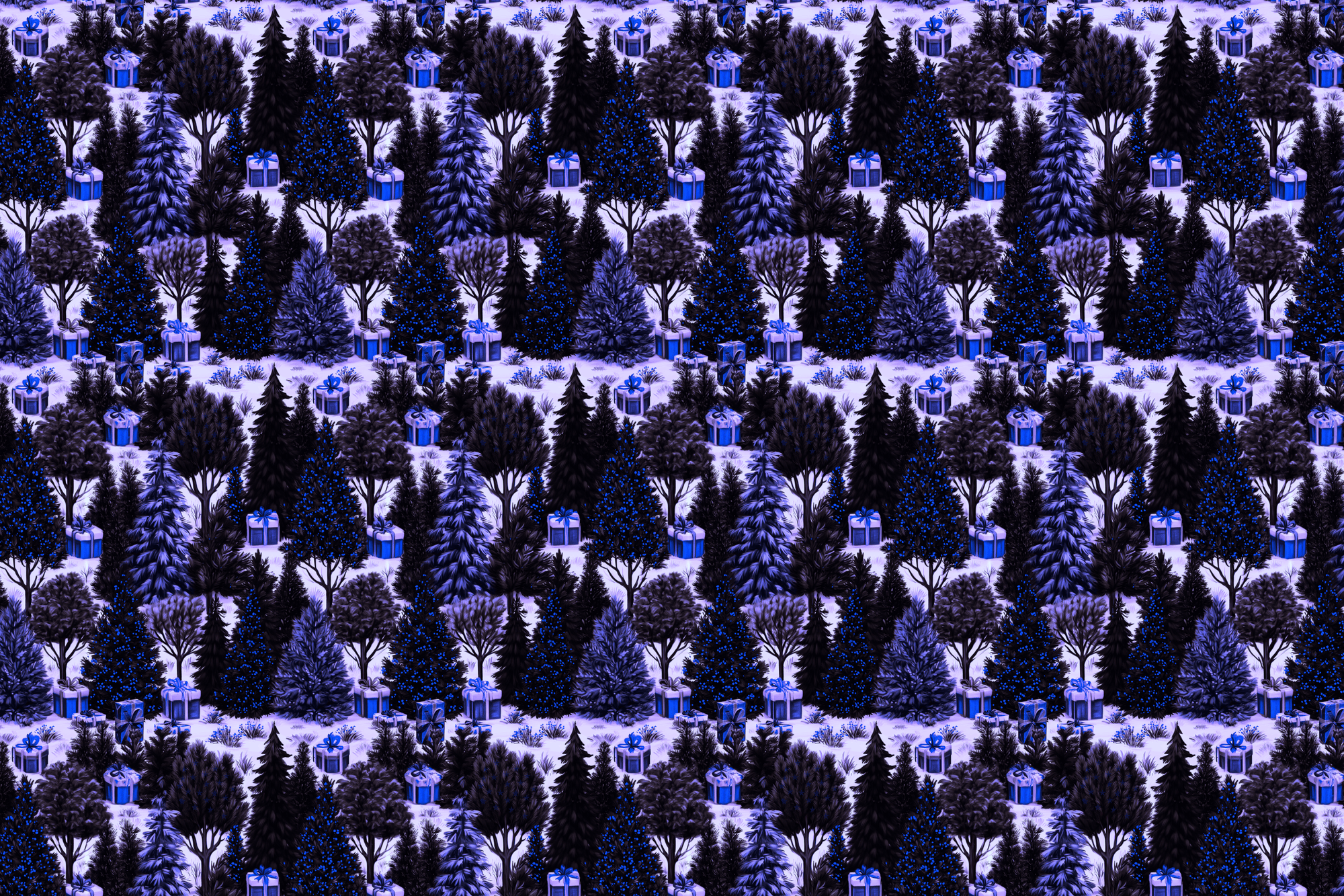 Blue Solstice: Dark Christmas Wrapping Paper
