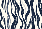 Navy and ivory abstract flowing leaf pattern with subtle line detail.