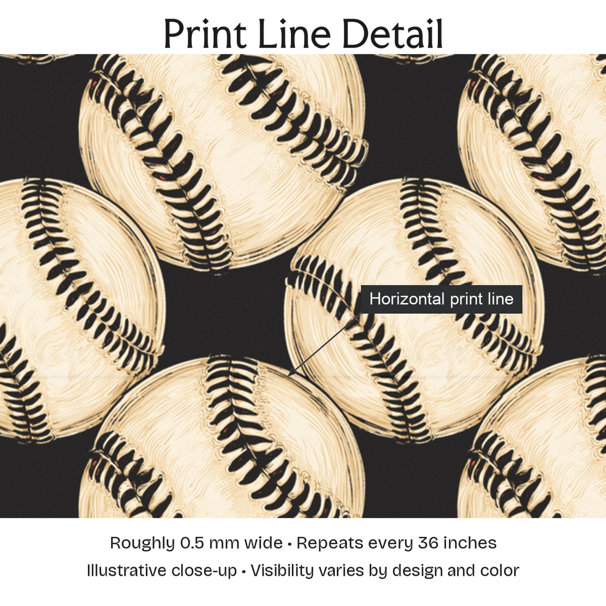 591387 — Print Line Detail. Illustrative close-up; visibility varies by design and color.