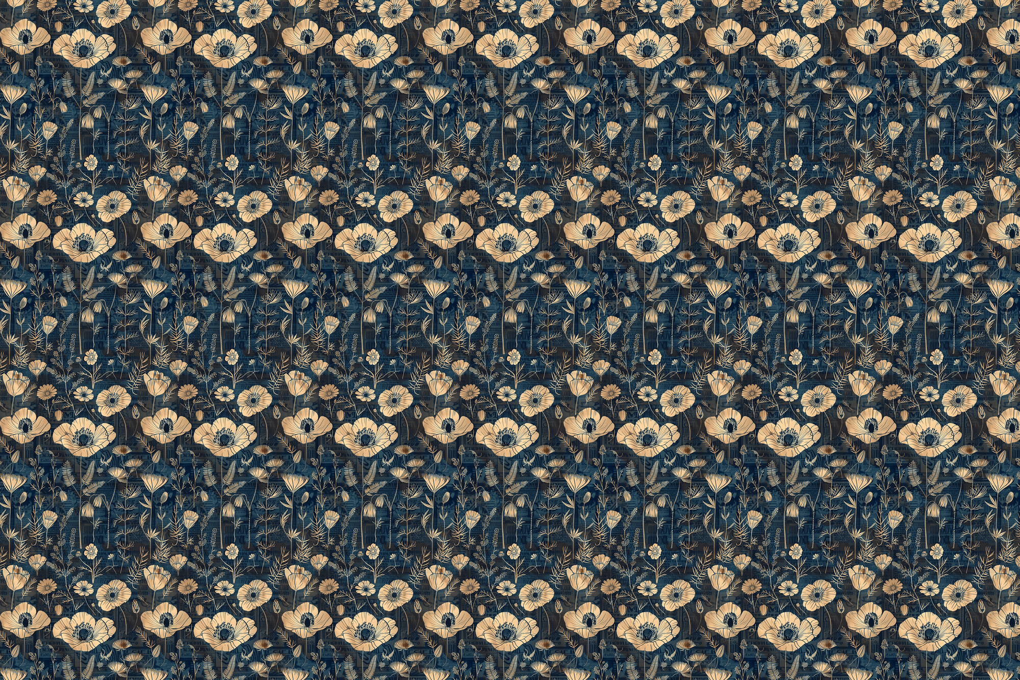 Midnight Meadow Botanical Blooms: Vintage Gift Wrap