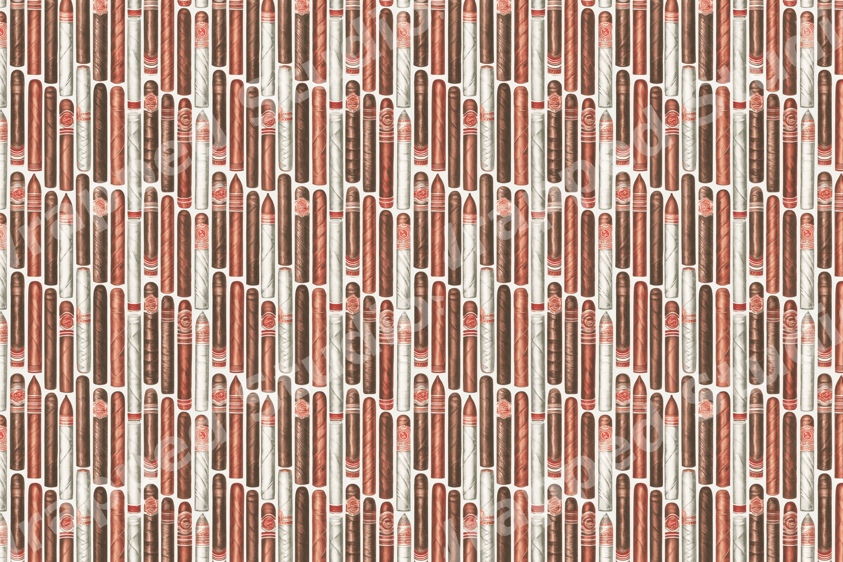 Seamless vintage cigar pattern featuring hand-drawn tobacco illustrations in classic brown and cream tones.