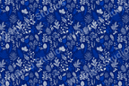 Navy floral pattern with white and blue botanical elements.