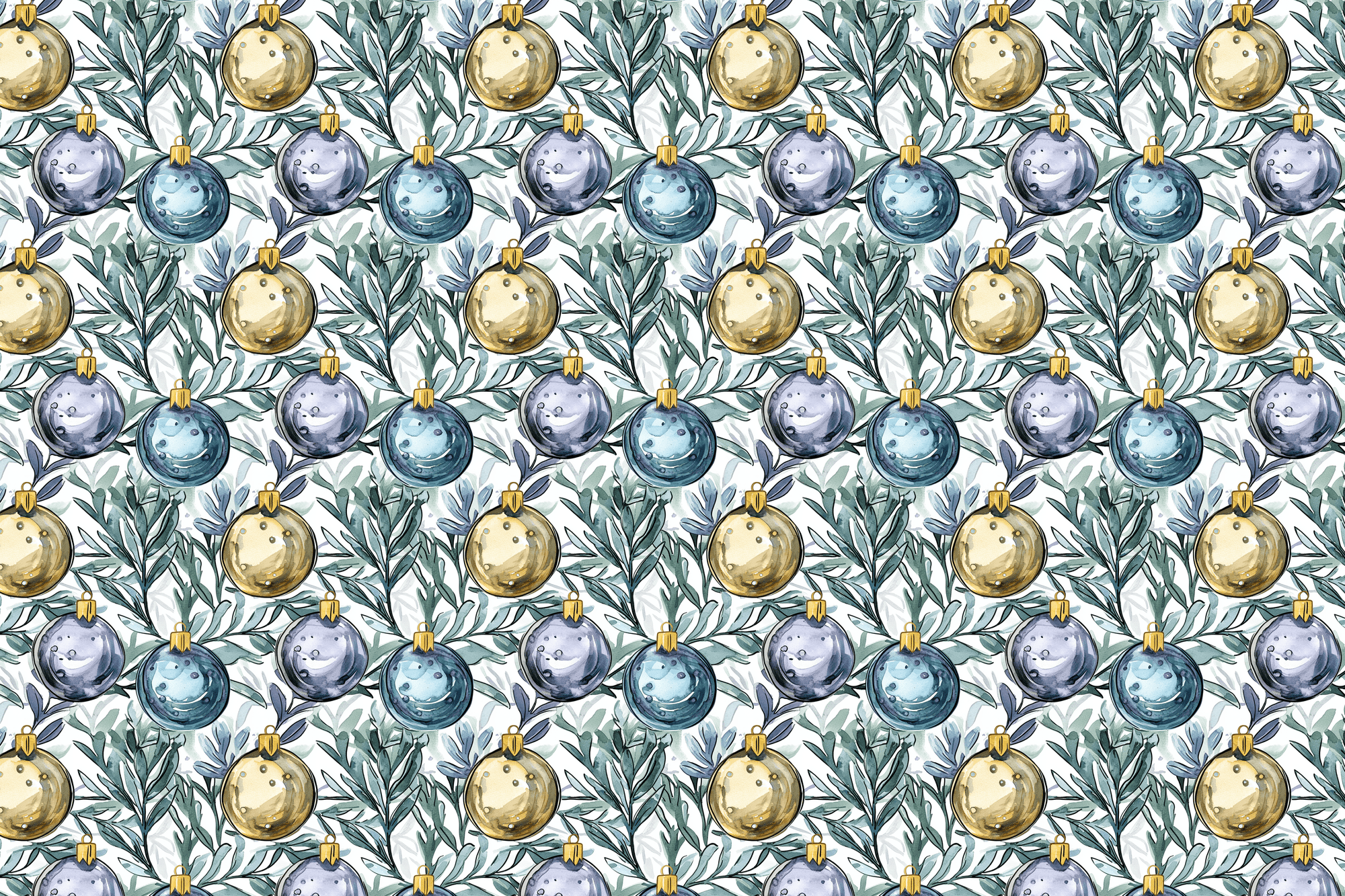 Muted Baubles: Watercolor Ornaments Christmas Wrapping Paper
