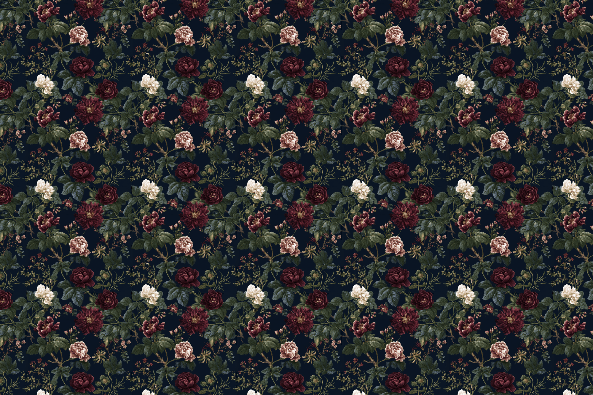 Nightime Navy: Dark Floral Wrapping Paper