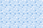 Light blue seamless pattern with gifts and balloons in a playful style.