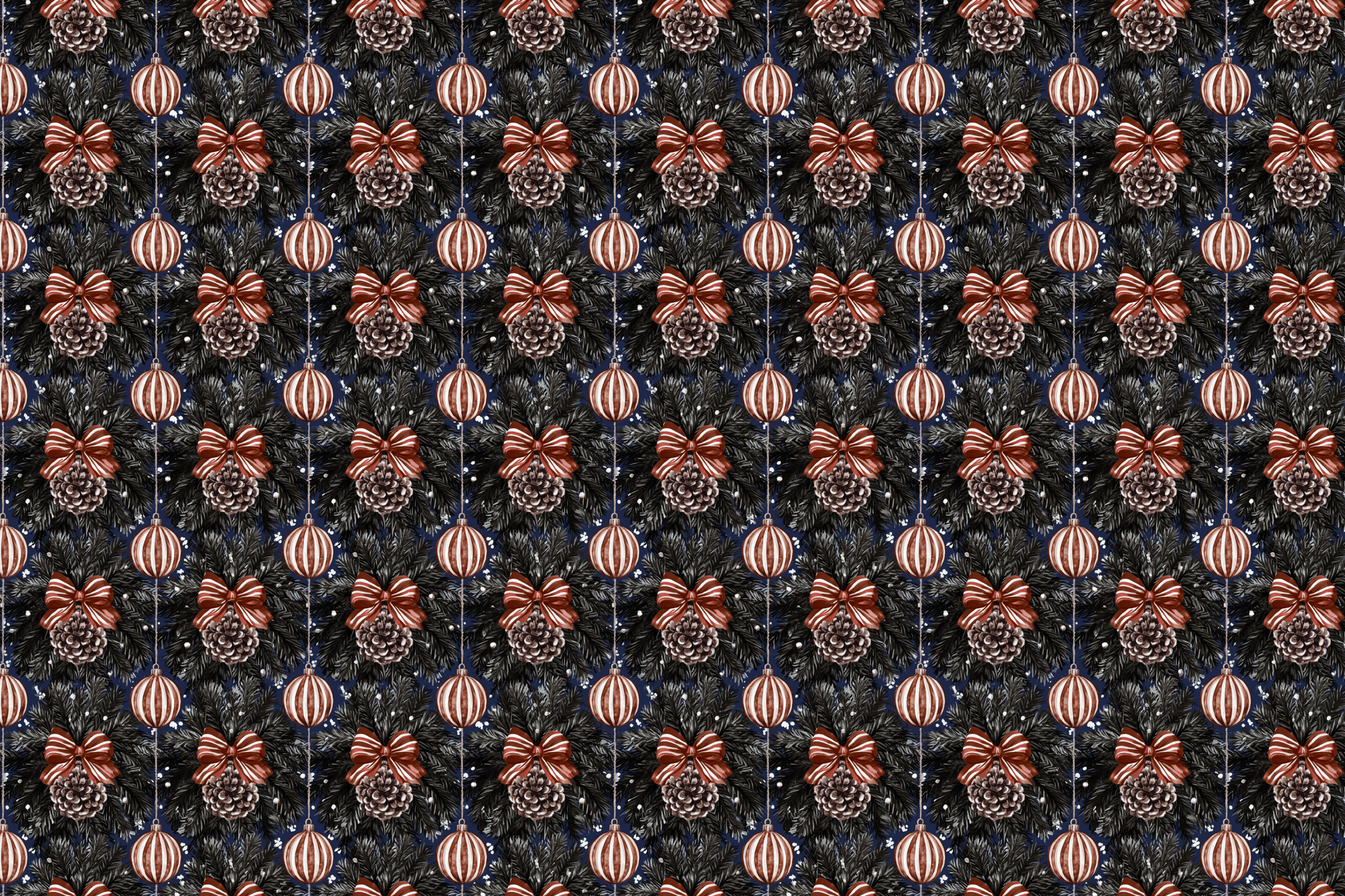 Moody Yuletide: Dark Christmas Ornaments Wrapping Paper
