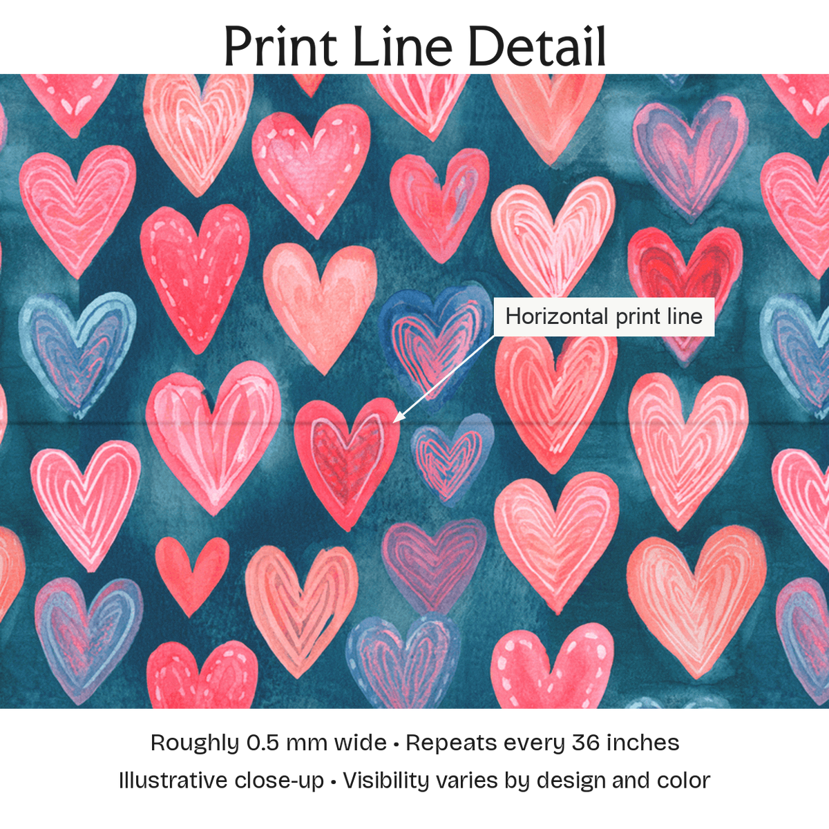 598717 — Print Line Detail. Illustrative close-up; visibility varies by design and color.
