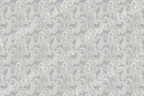 Elegant vintage paisley pattern with intricate off-white swirls on a dusty lavender grey background.