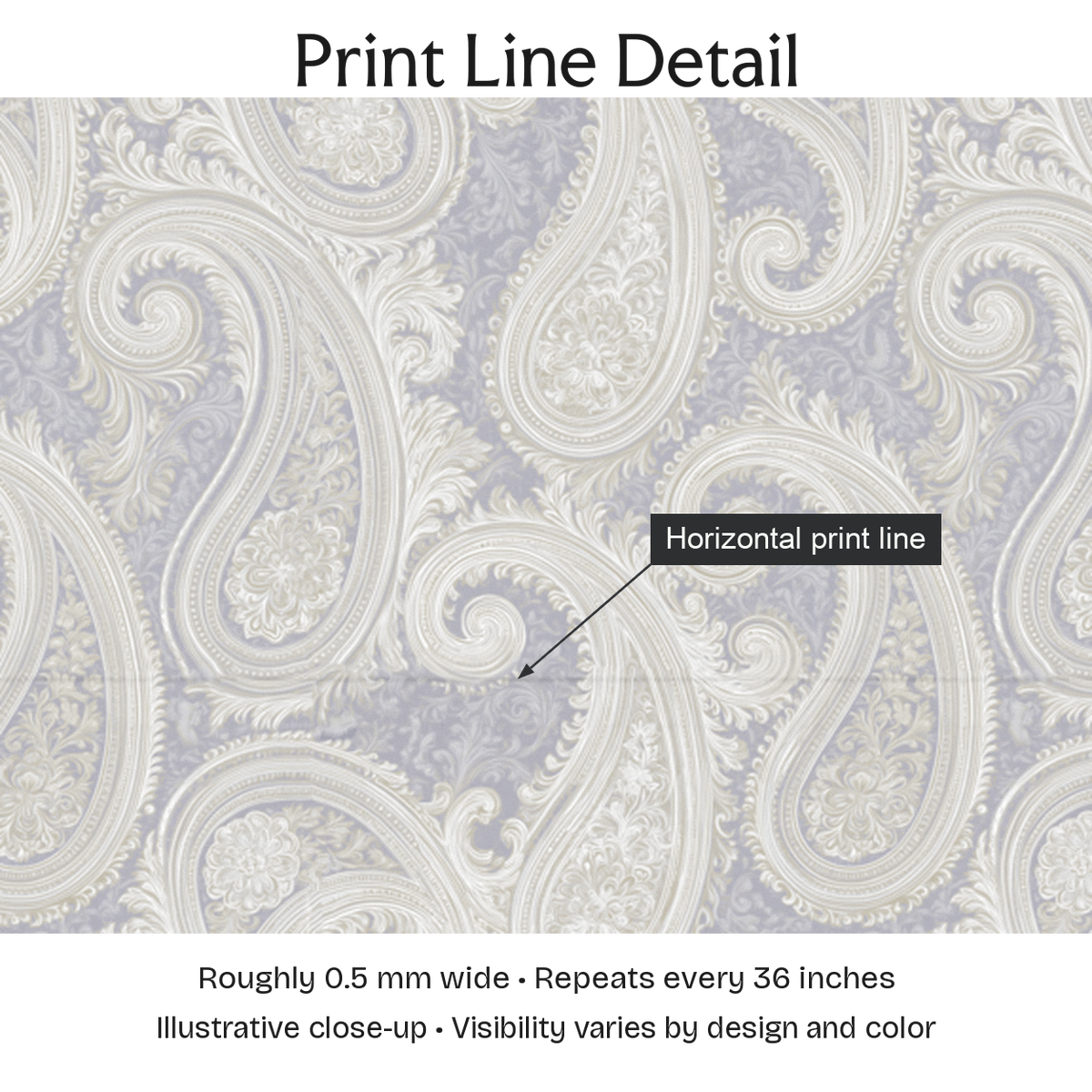 599377 — Print Line Detail. Illustrative close-up; visibility varies by design and color.