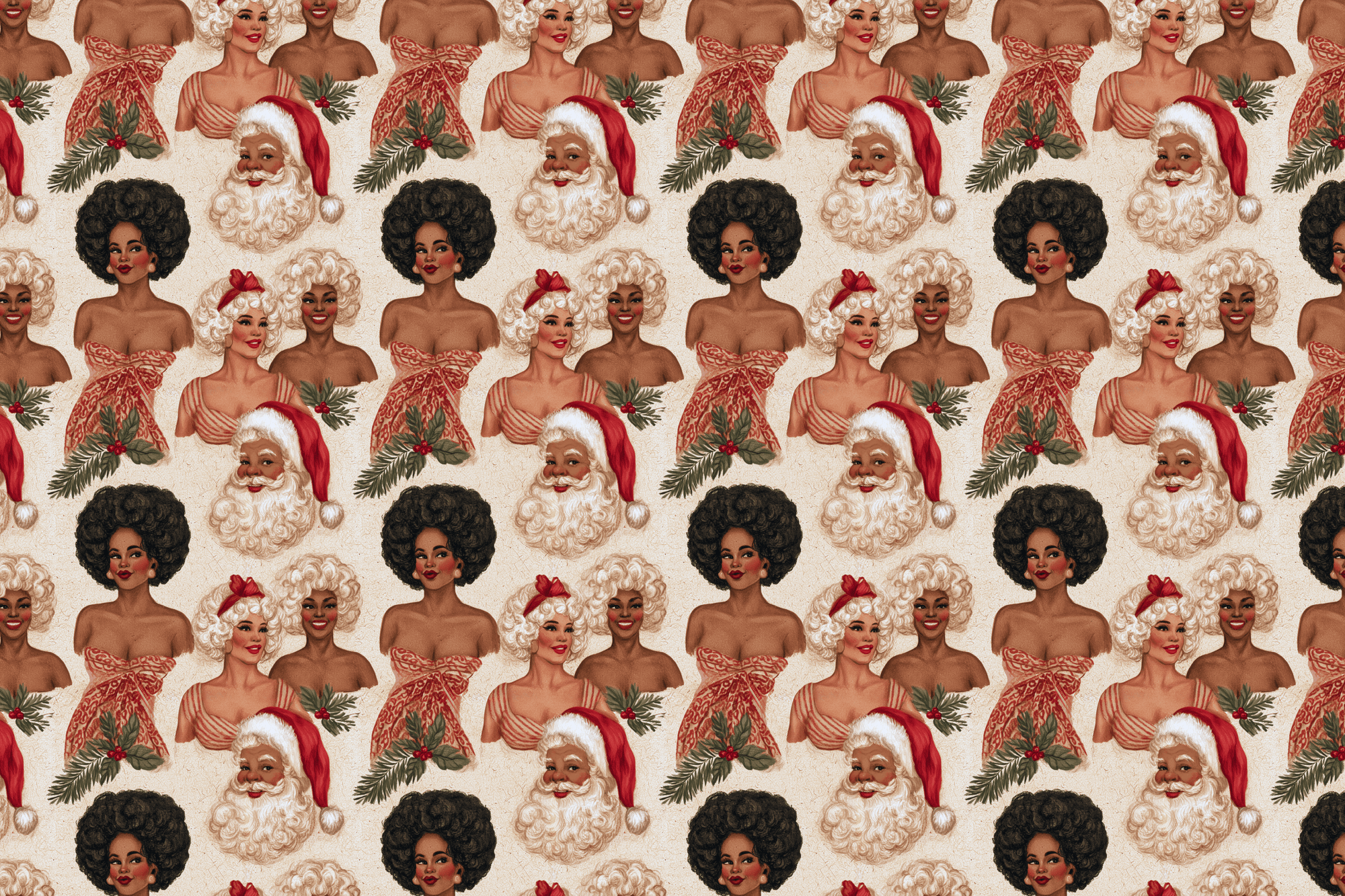 Oh, Mrs. Claus: Vintage Black Santa Wrapping Paper