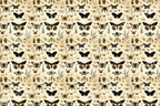 Vintage botanical design with a variety of butterflies and sepia-toned florals.