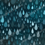 Teal and gray raindrop motif in a textured, stylized abstract pattern.