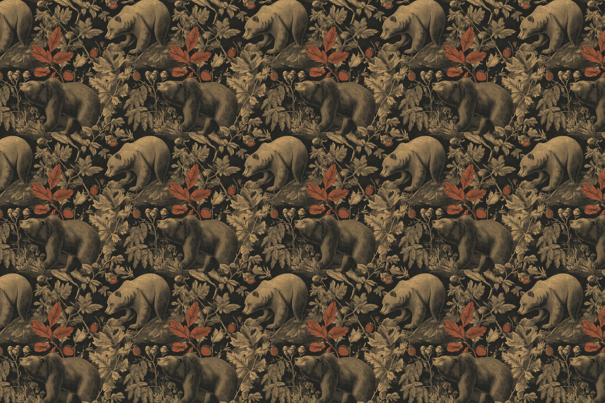 Vintage Forest Animal: Woodland Bear Wrapping Paper