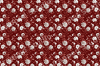 Elegant vintage botanical floral pattern with white flowers on a dark red background.