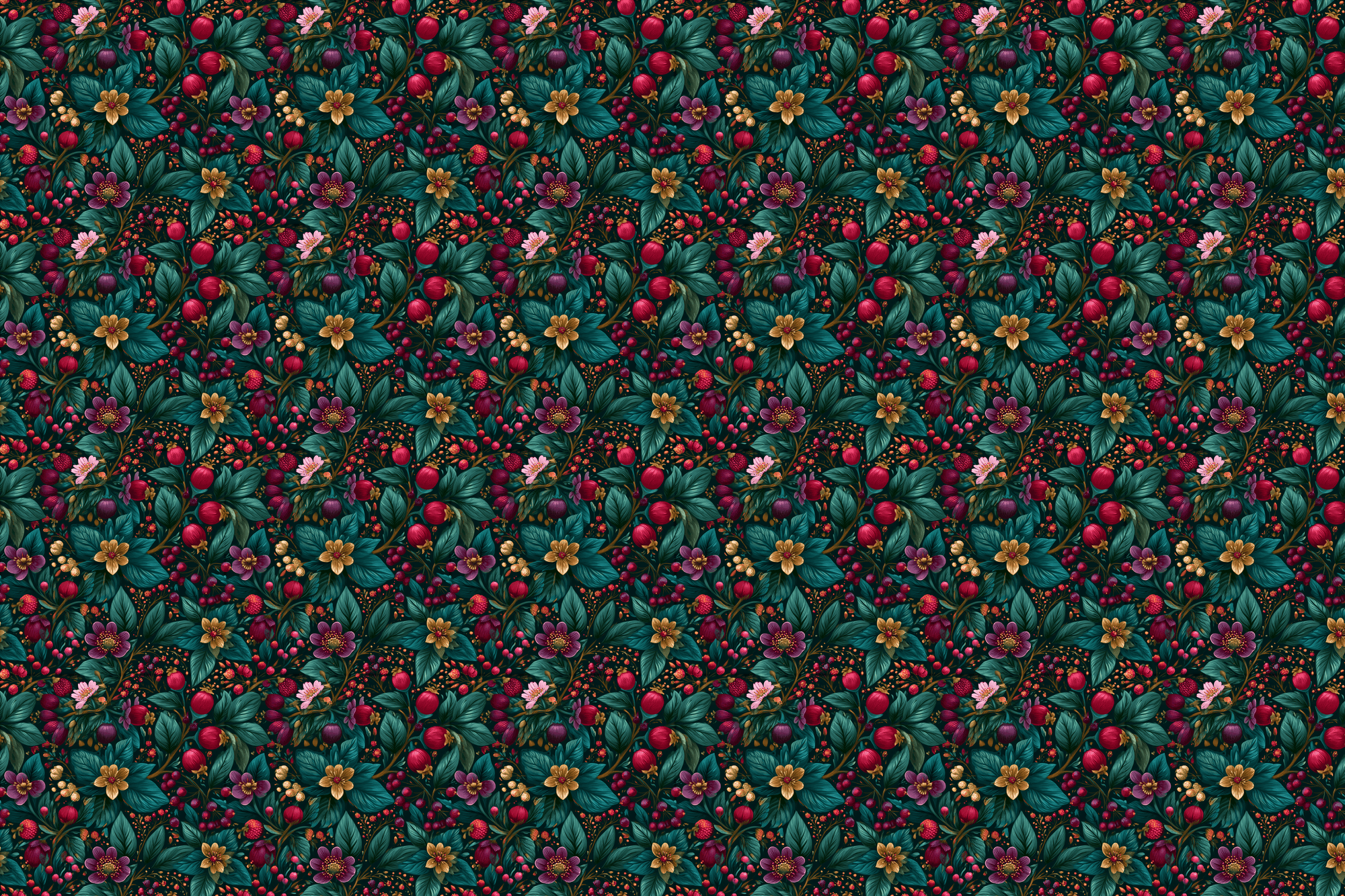 Gilded Garden: Dark Botanical Wrapping Paper