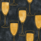 Elegant seamless pattern of golden champagne glasses on a textured dark grey background.