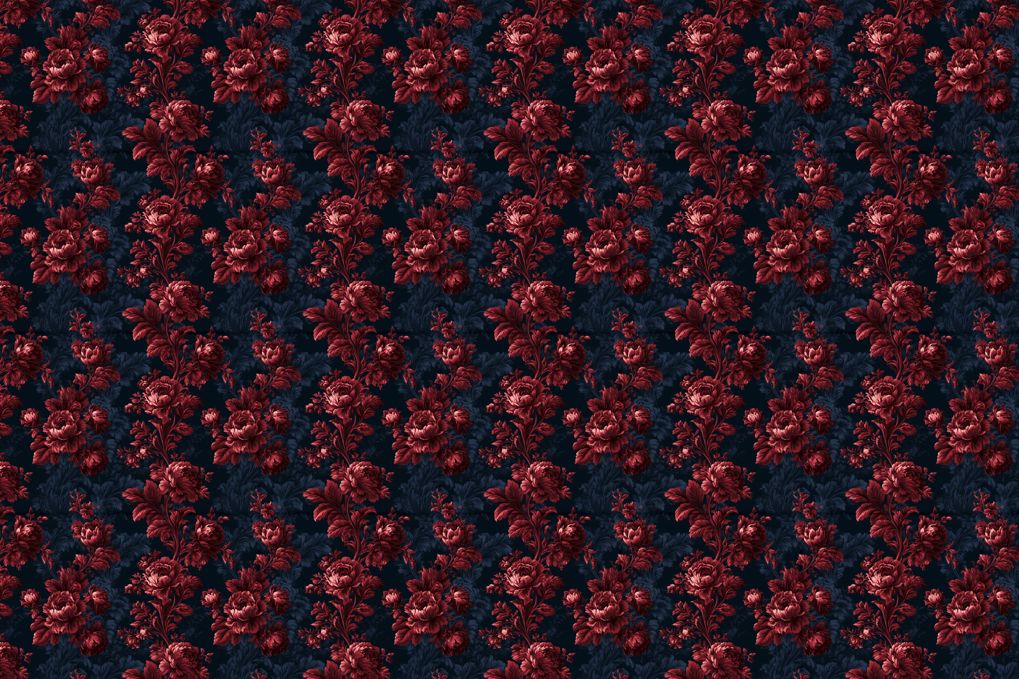 Crimson Crescendo: Dark Floral Wrapping Paper