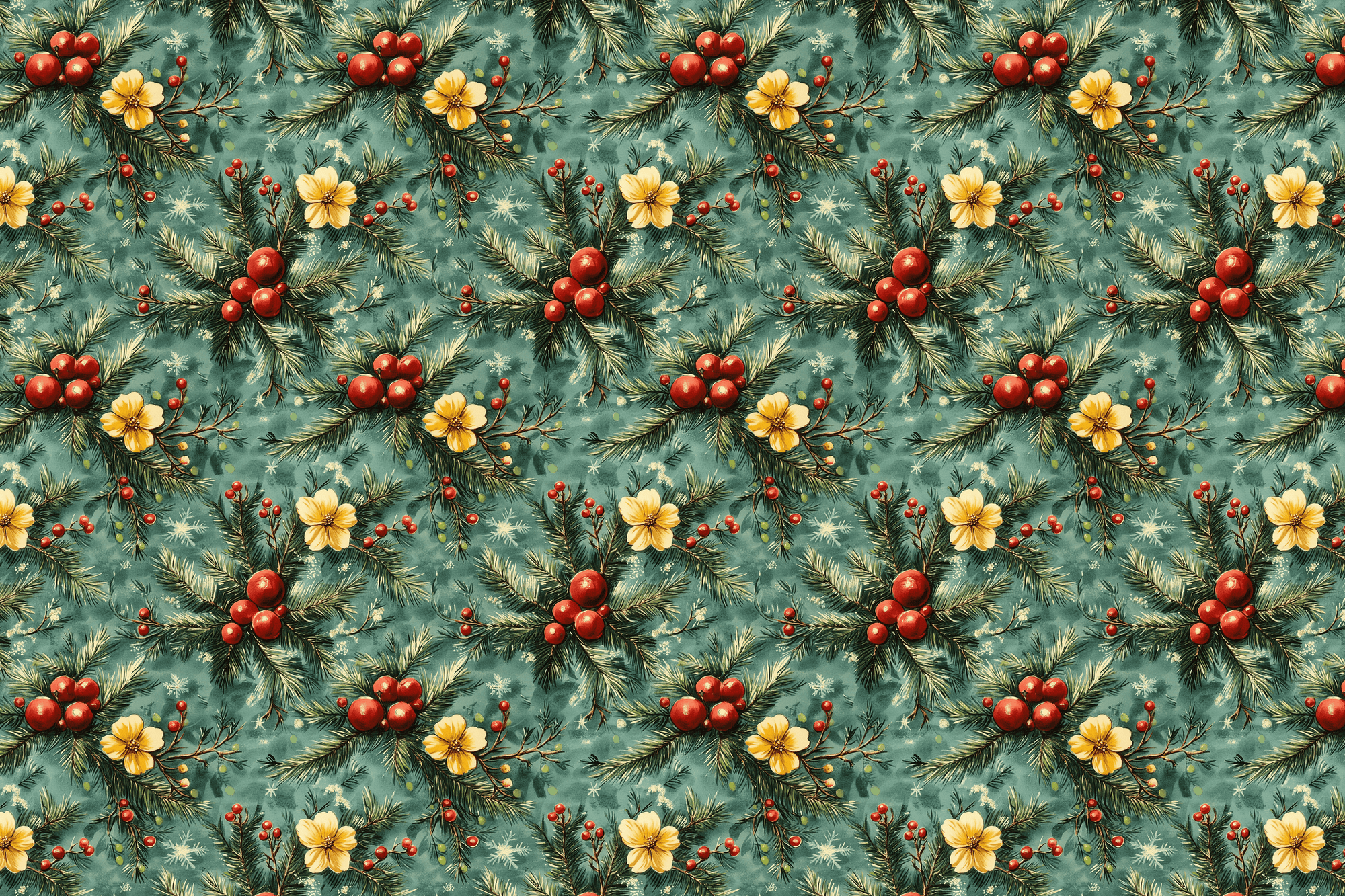 Vintage Evergreen Elegance: Christmas Gift Wrap