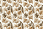 Elegant seamless Art Deco botanical pattern with golden and bronze ginkgo leaves on a cream background.