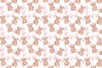 Watercolor teddy bear and pink balloon pattern in a soft pastel nursery style.